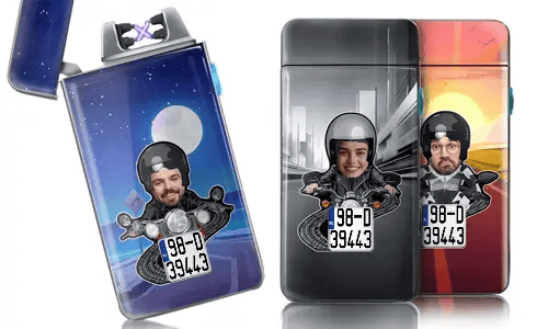 Personalised lighter with motorcyclist